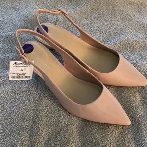 Marc Fisher Patent Slingback Kitten Heels